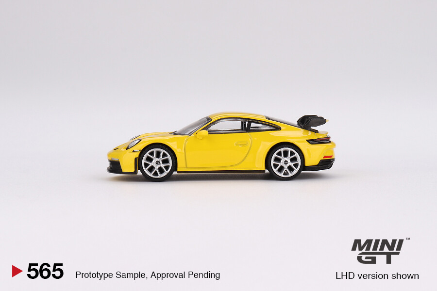 Mini GT 1/64 Porsche 911 (992) GT3 Racing Yellow MGT00565 - Thumbnail