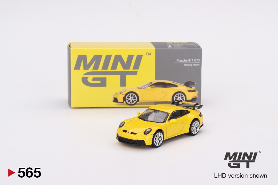 Mini GT 1/64 Porsche 911 (992) GT3 Racing Yellow MGT00565 - Thumbnail