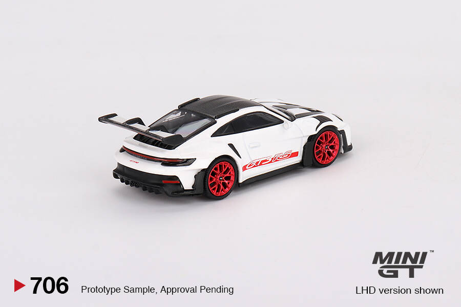 Mini GT 1/64 Porsche 911 (992) GT3 RS Weissach Package White with Pyro Red MGT00706