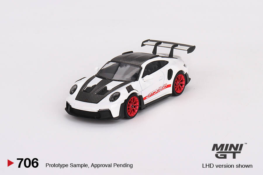 Mini GT 1/64 Porsche 911 (992) GT3 RS Weissach Package White with Pyro Red MGT00706