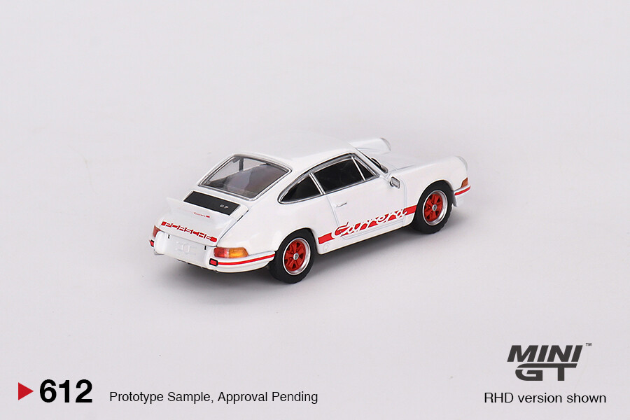 Mini GT 1/64 Porsche 911 Carrera RS 2.7 Grand Prix White with Red Livery MGT00612 - Thumbnail