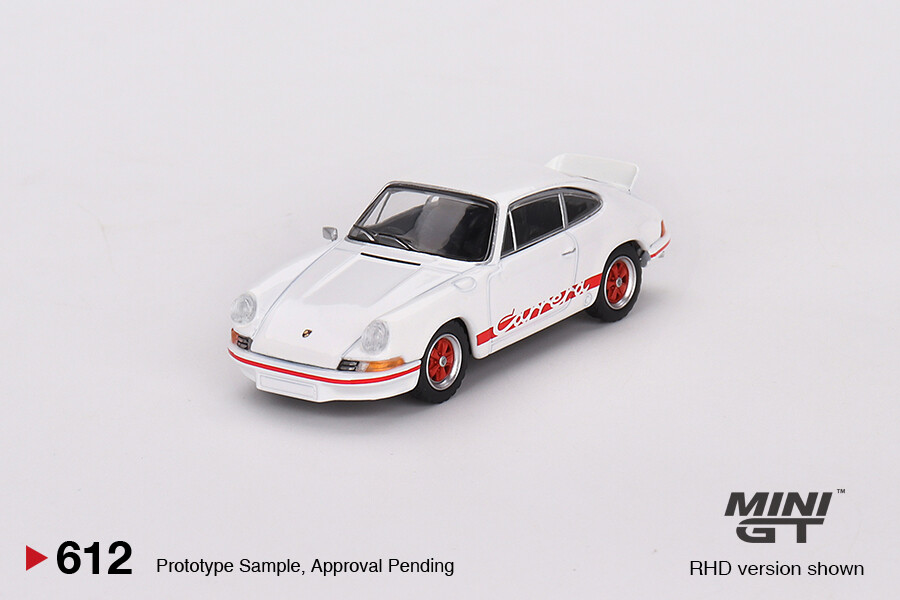 Mini GT 1/64 Porsche 911 Carrera RS 2.7 Grand Prix White with Red Livery MGT00612 - Thumbnail