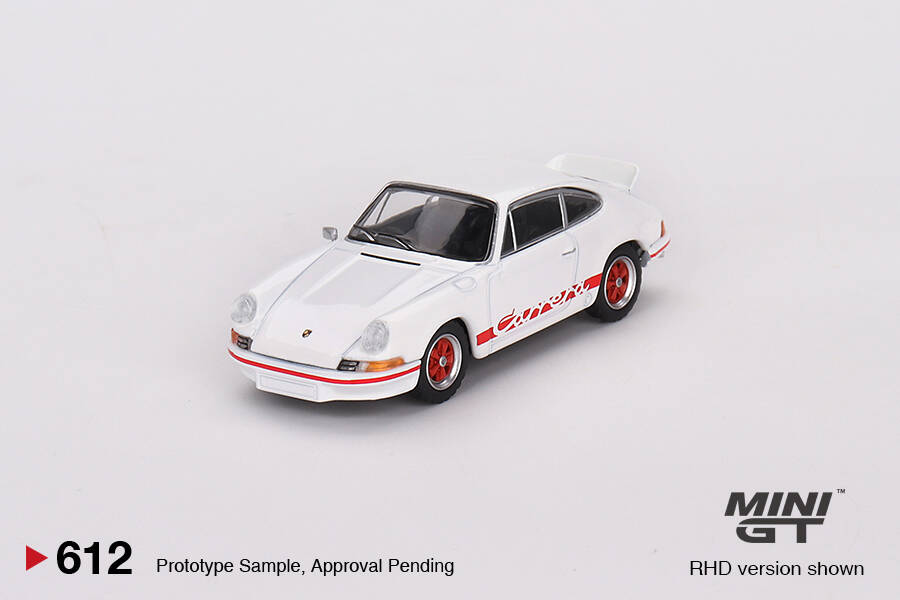 Mini GT 1/64 Porsche 911 Carrera RS 2.7 Grand Prix White with Red Livery MGT00612