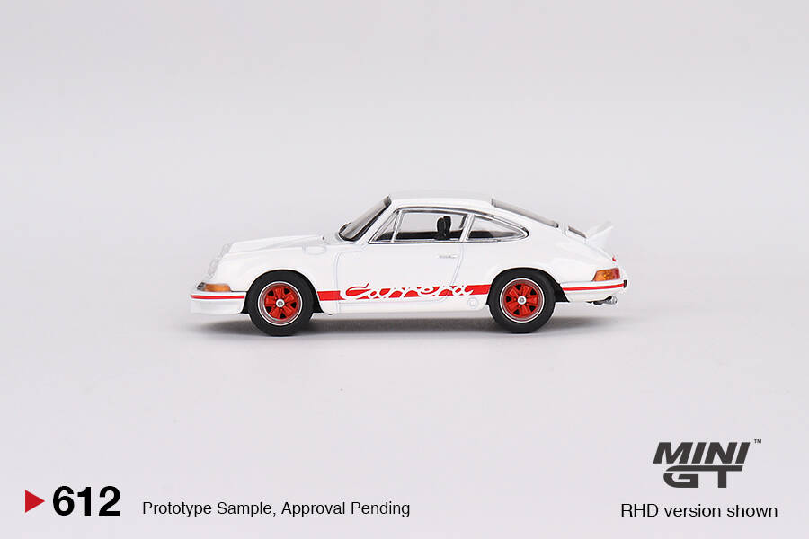 Mini GT 1/64 Porsche 911 Carrera RS 2.7 Grand Prix White with Red Livery MGT00612