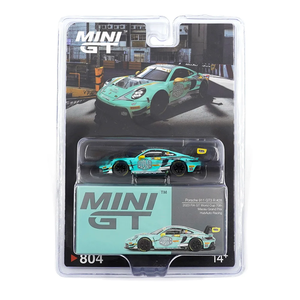 (ÖN SATIŞ) Mini GT 1/64 Porsche 911 GT3 R HubAuto Racing 2023 FIA GT World Cup 70th Macau Grand Prix - Blister Paket MGT00804-BL - Thumbnail