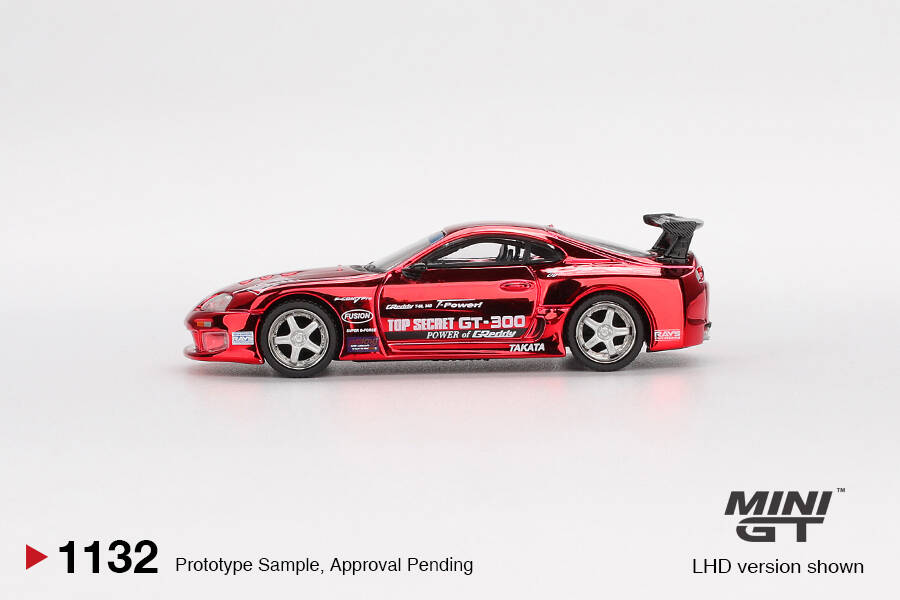 (ÖN SATIŞ) Mini GT 1/64 Toyota Supra (A80) Top Secret GT-300 Top Secret Red Chrome MGT01132