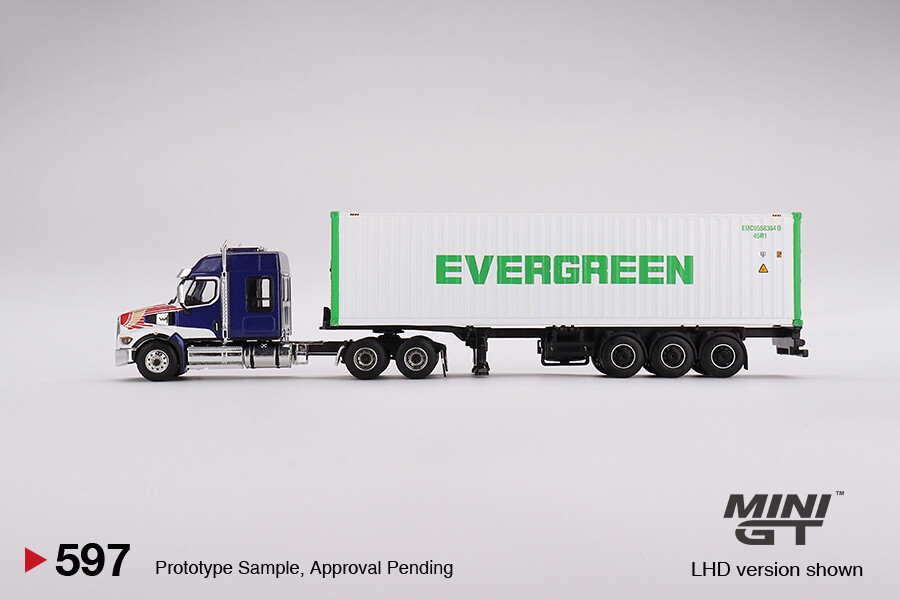 Mini GT 1/64 Western Star 49X Blue w/ 40' Reefer Container 