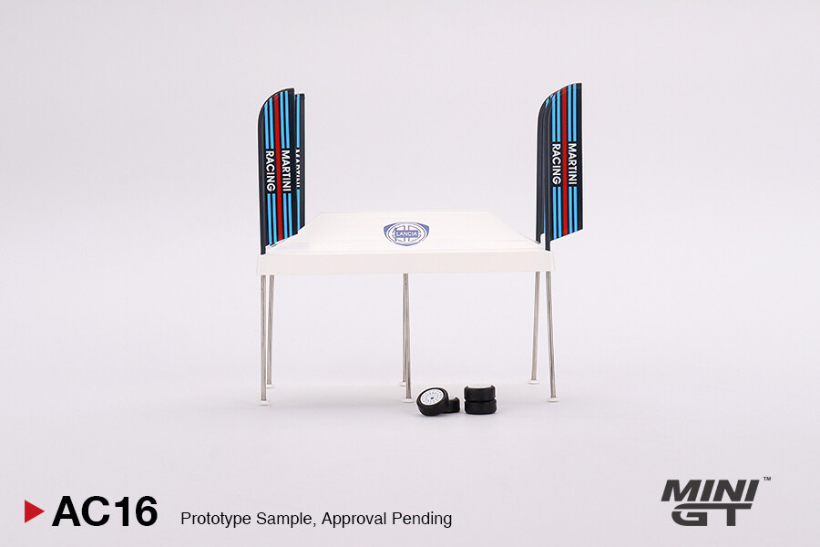 Mini GT Paddock Service Tent Set - Martini Racing MGTAC16 - Thumbnail