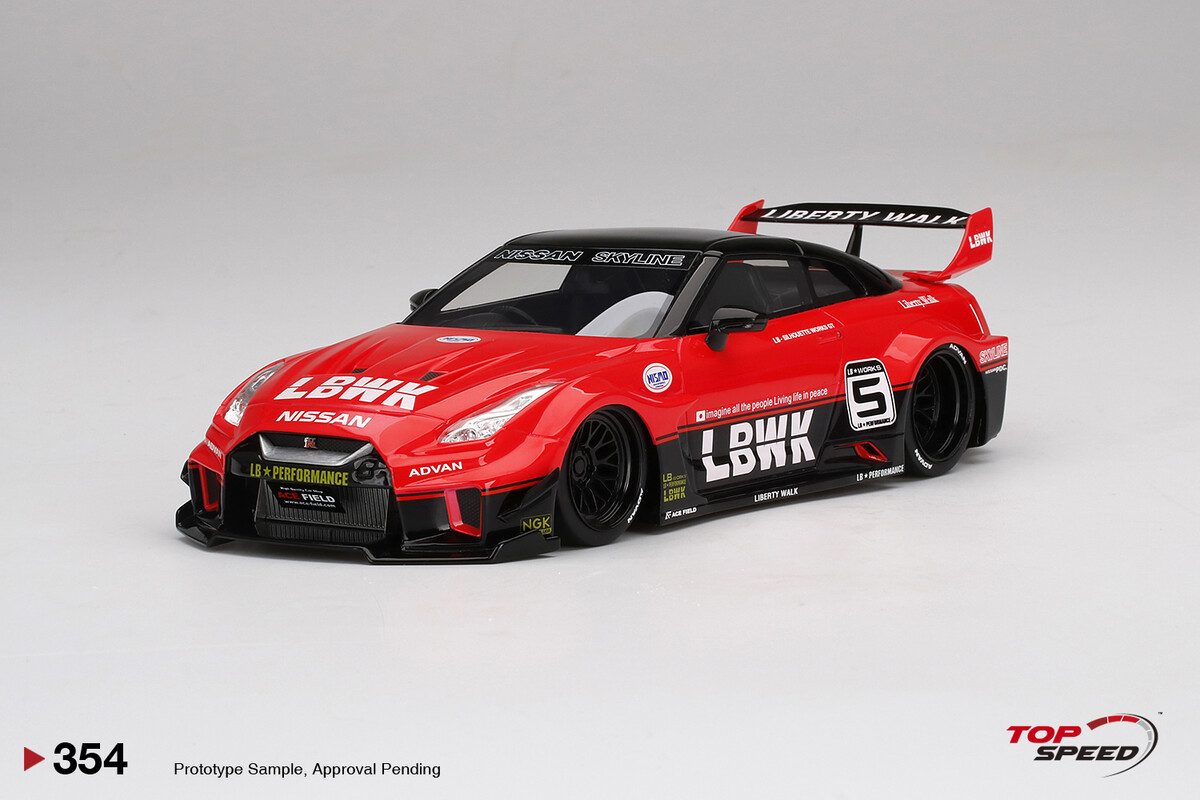 TopSpeed 1/18 LB-Silhouette WORKS GT NISSAN 35GT-RR Ver.1 Red/Black TS0354 - Thumbnail