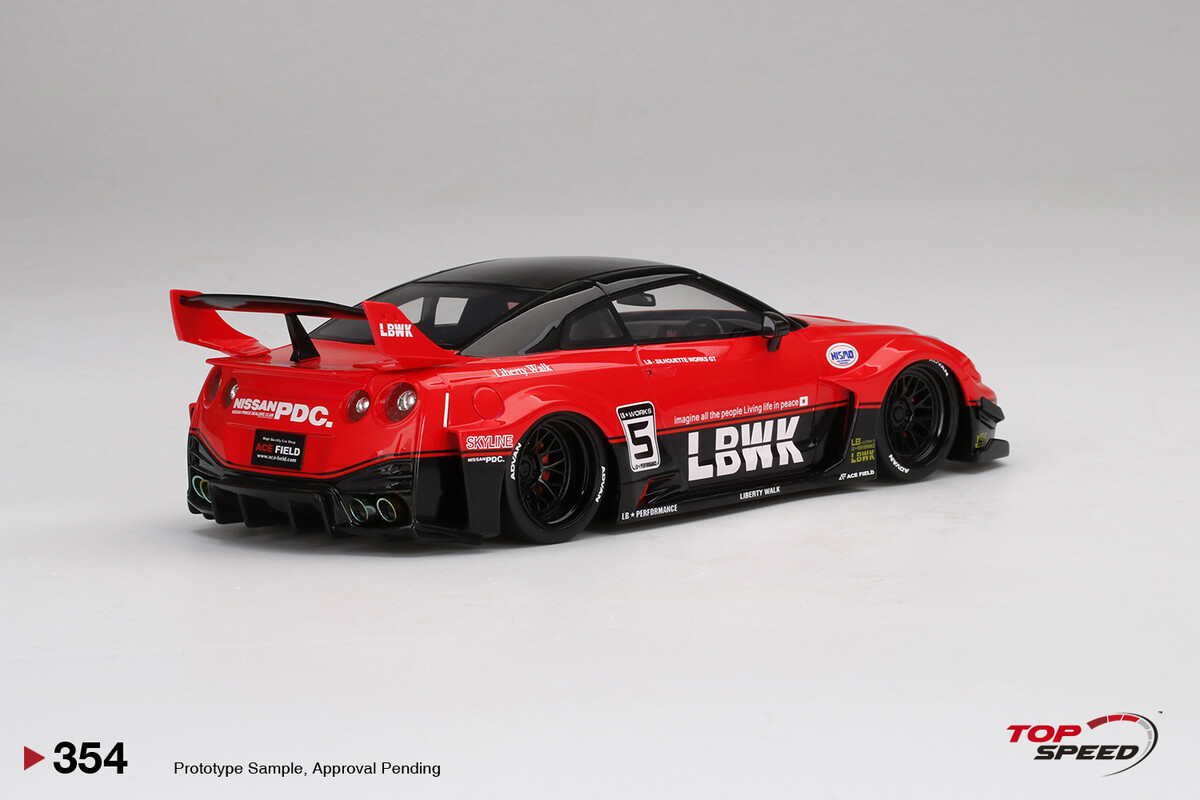 TopSpeed 1/18 LB-Silhouette WORKS GT NISSAN 35GT-RR Ver.1 Red/Black TS0354 - Thumbnail
