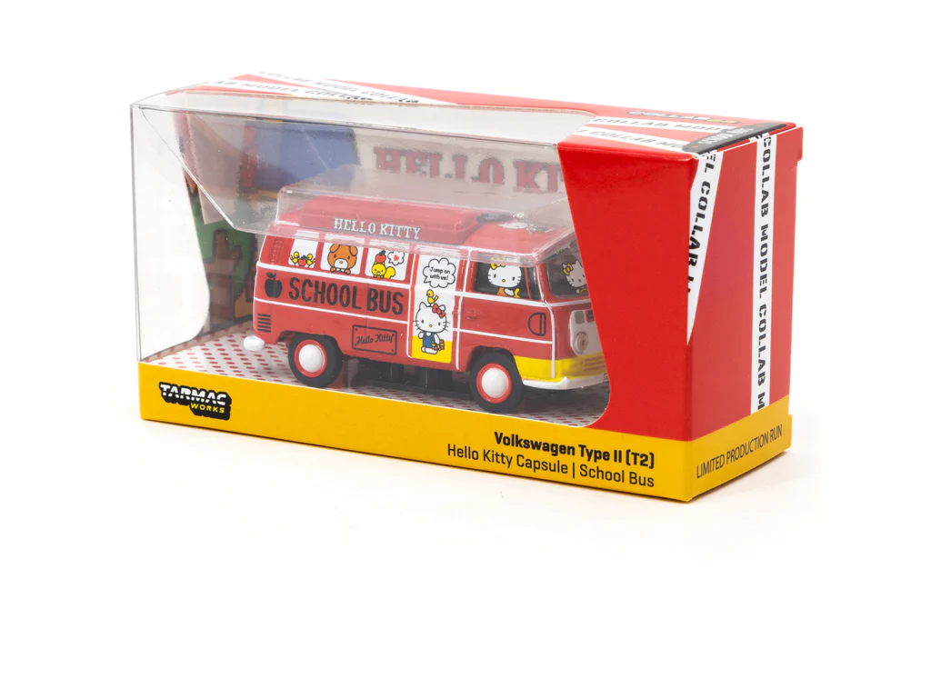 Schuco X Tarmac Works 1/64 Volkswagen Type II (T2) Bus - Hello Kitty - COLLAB64 - Thumbnail