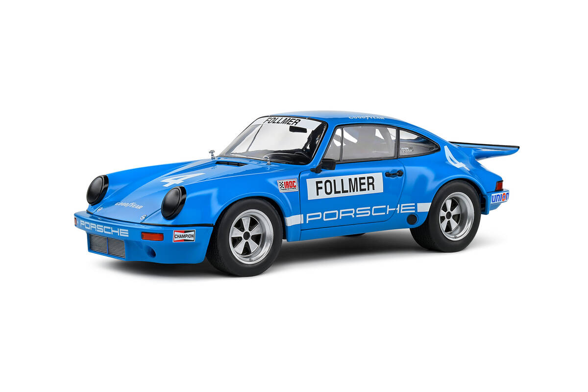 Solido 1/18 Porsche 911 Iroc Blue #4 Follmer Iroc Riverside 1974 S1810702
