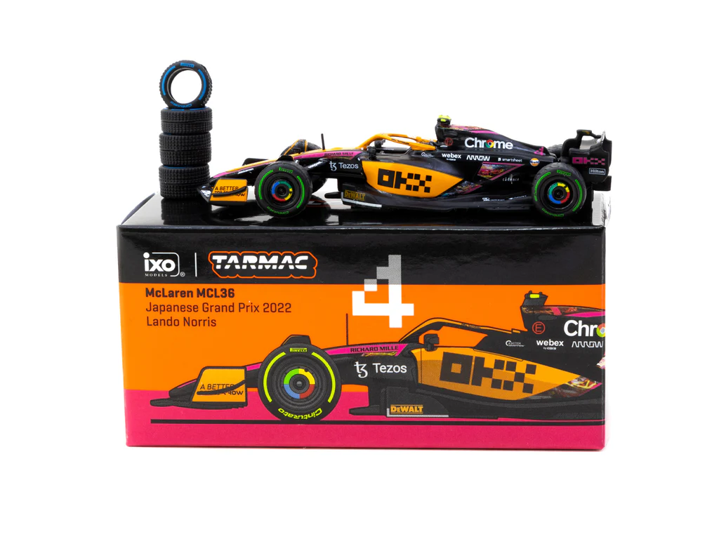 Tarmac Works - Tarmac Works 1/64 McLaren MCL36 Japanese Grand Prix 2022 Lando Norris #4 - GLOBAL64 T64G-F041-LN2 Tarmac Works - Tarmac Works 1/64 McLaren MCL36 Japanese Grand Prix 2022 Lando Norris #4 - GLOBAL64 T64G-F041-LN2