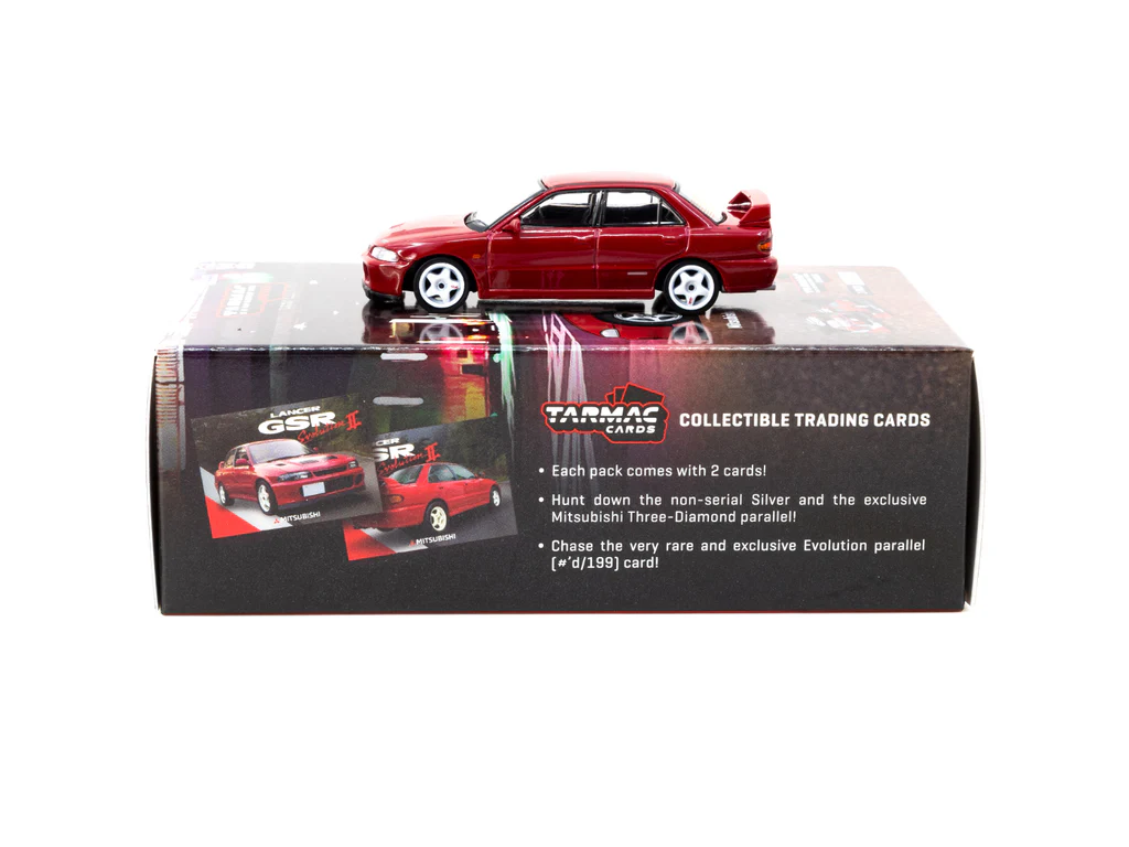 Tarmac Works - Tarmac Works 1/64 Mitsubishi Lancer GSR Evolution II Red with Tarmac Cards - GLOBAL64 T64G-049-RE