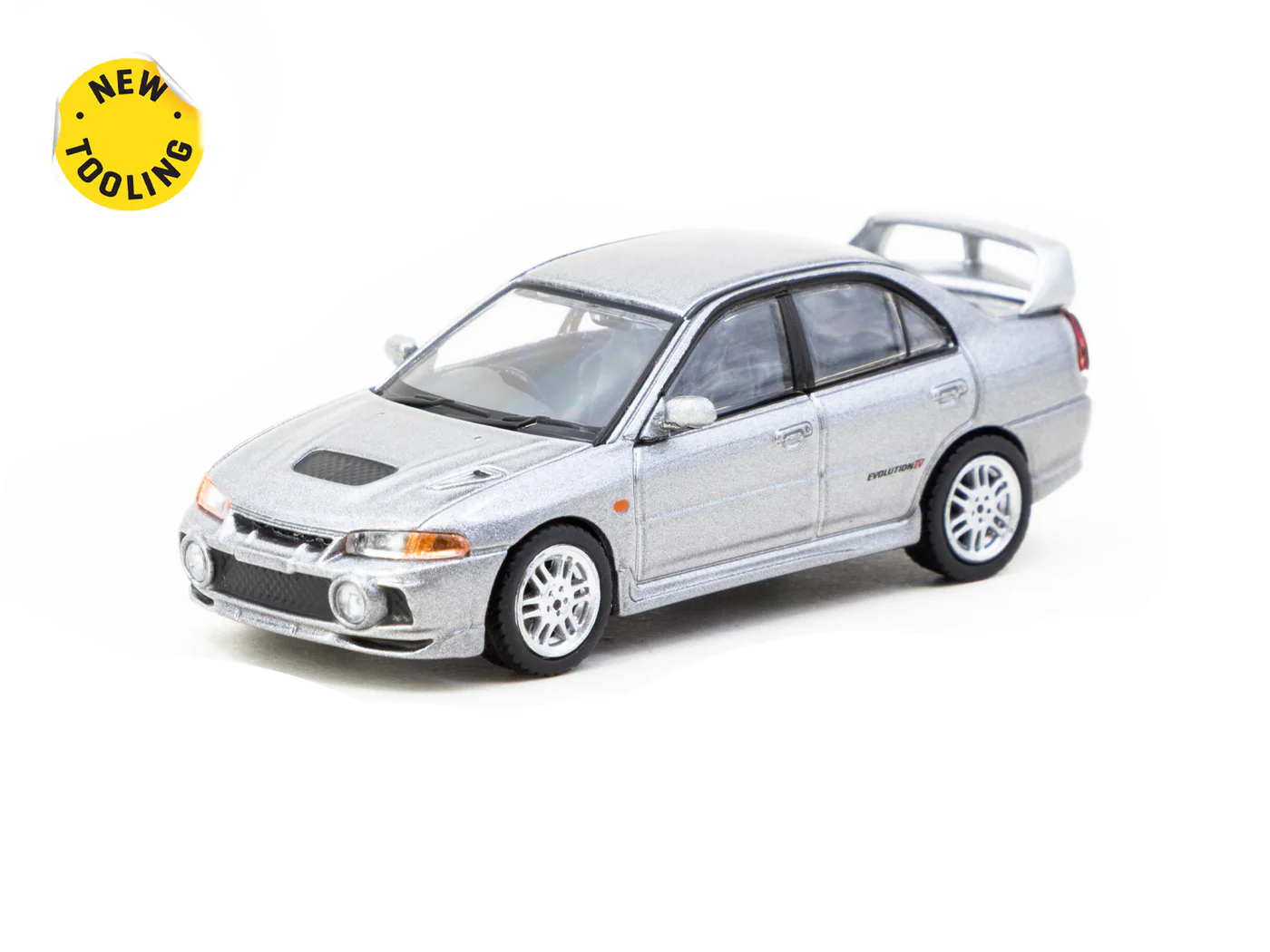 Tarmac Works - Tarmac Works 1/64 Mitsubishi Lancer GSR Evolution IV Silver with Tarmac Cards - GLOBAL64 T64G-076-SL