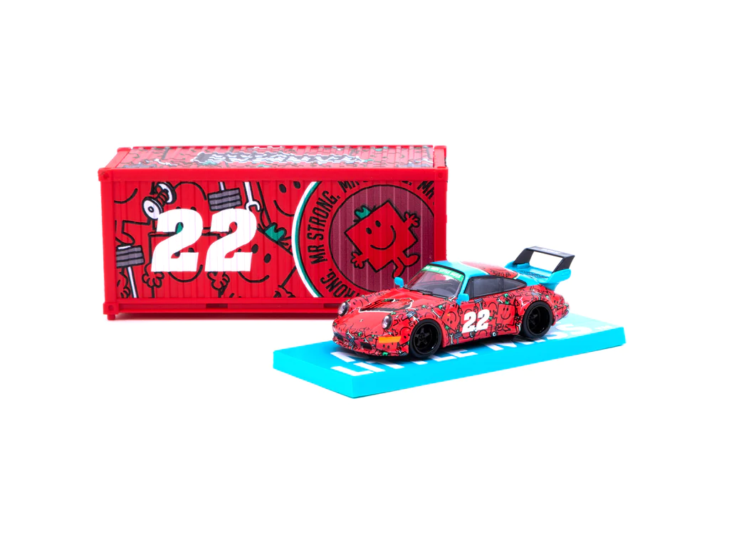 Tarmac Works - Tarmac Works 1/64 RWB 964 Mr. Men Little Miss Mr. Strong with Container - COLLAB64 Tarmac Works - Tarmac Works 1/64 RWB 964 Mr. Men Little Miss Mr. Strong with Container - COLLAB64