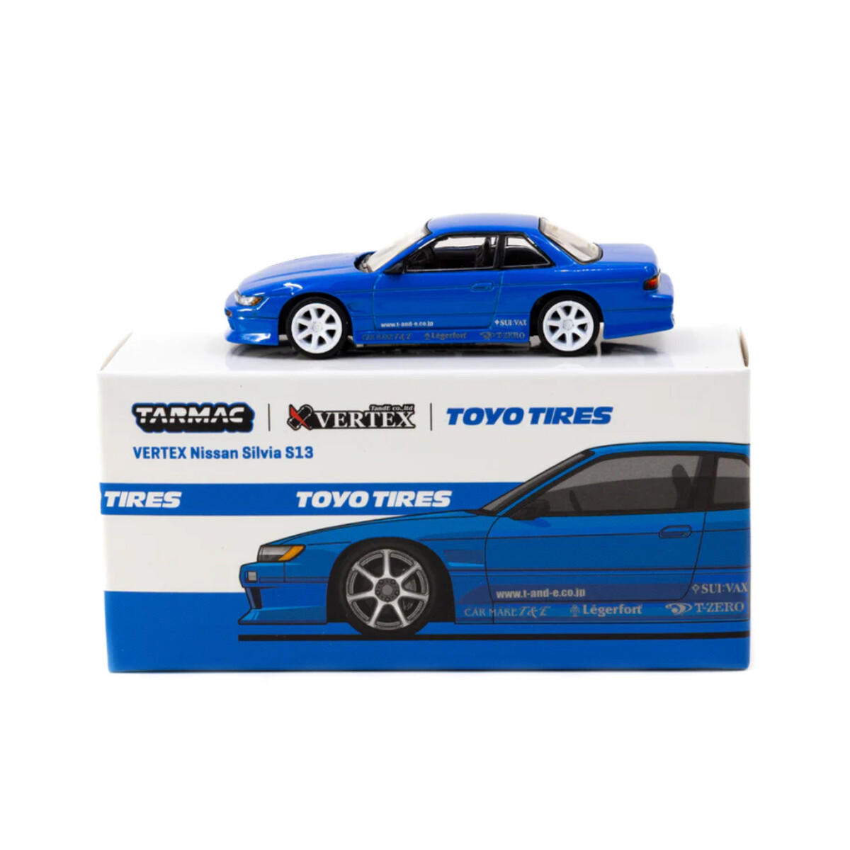 Tarmac Works - Tarmac Works 1/64 VERTEX Nissan Silvia S13 Blue Metallic TOYO TIRES - GLOBAL64 T64G-025-BL Tarmac Works - Tarmac Works 1/64 VERTEX Nissan Silvia S13 Blue Metallic TOYO TIRES - GLOBAL64 T64G-025-BL