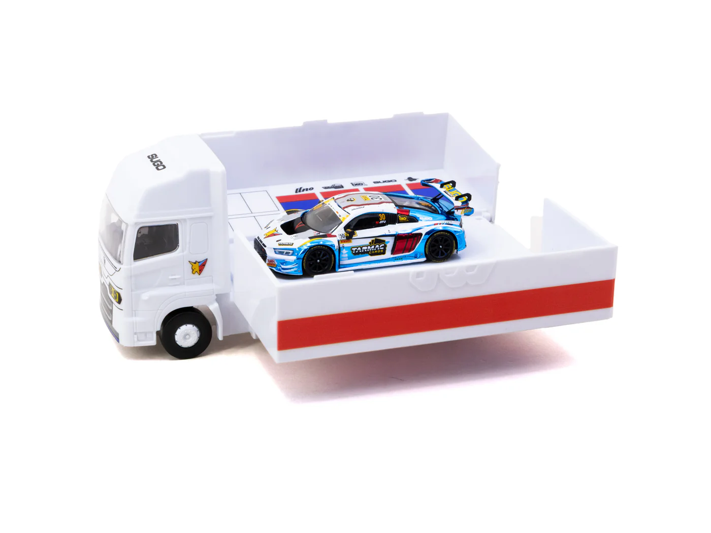 Tarmac Works 1/64 Audi R8 LMS GT3 evo II Macau GT Cup - FIA GT World Cup 2024 Uno Racing #30 with Tarmac Cards Combo Set and Truck Packaging - HOBBY64 T64-043-24MGP30 - Thumbnail