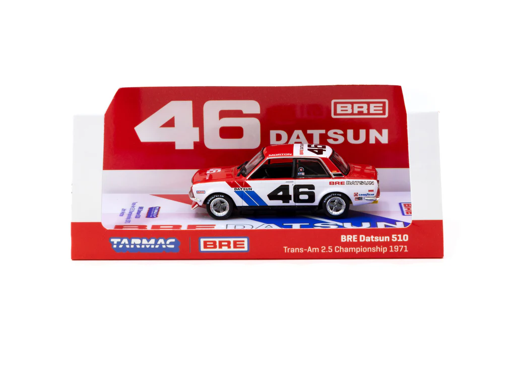 Tarmac Works 1/64 BRE Datsun 510 Trans-Am 2.5 Championship 1971 #46 - USA Special Edition - HOBBY64 T64-052-71BRE46
