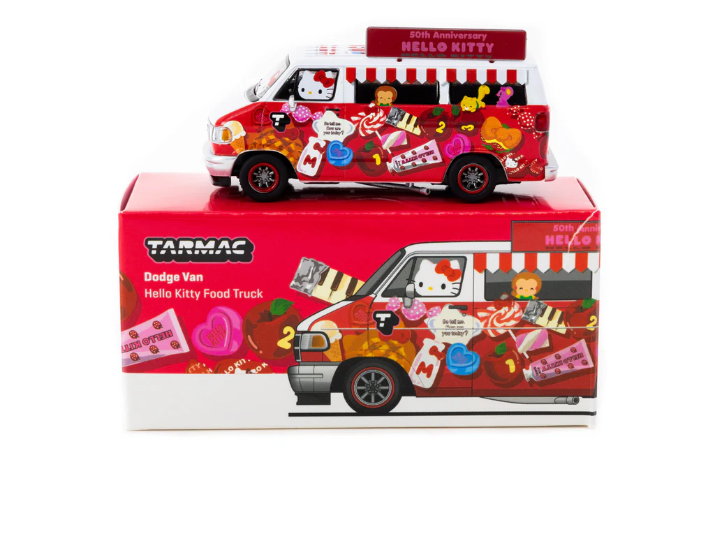 Tarmac Works 1/64 Dodge Van Hello Kitty Food Truck - GLOBAL64 T64G-TL032-HK