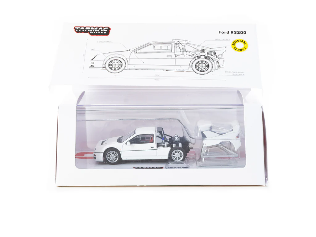 Tarmac Works 1/64 Ford RS200 White - HOBBY64+ T64P-001-WH