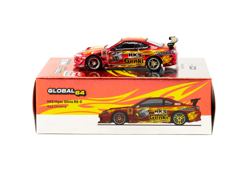 Tarmac Works 1/64 HKS Hyper Silvia RS2 Chrome Red - Tokyo Auto Salon 2025 Special Edition - GLOBAL64 T64G-023-HKSRC