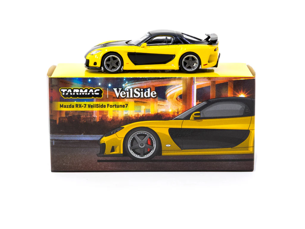 Tarmac Works 1/64 Mazda RX-7 VeilSide Fortune7 Yellow / Black - GLOBAL64 T64G-075-YE - Thumbnail