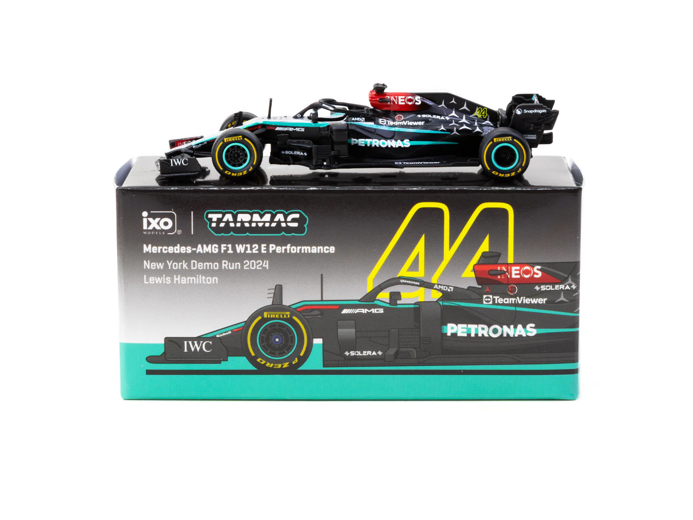 Tarmac Works 1/64 Mercedes-AMG F1 W12 E Performance New York Demo Run 2024 Lewis Hamilton - Tarmac Works X iXO Models GLOBAL64 T64G-F037-NY - Thumbnail