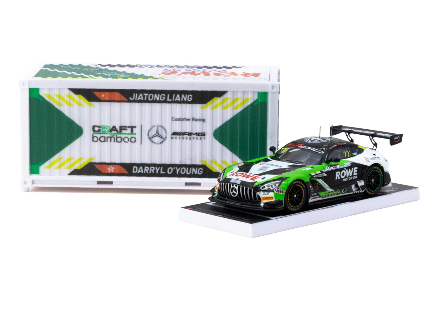 Tarmac Works 1/64 Mercedes-AMG GT3 GT World Challenge Asia 2025 - Beijing Season Finale Craft-Bamboo Racing #77 with Container - Craft-Bamboo Racing Special Edition - HOBBY64 T64-062-25CHN77