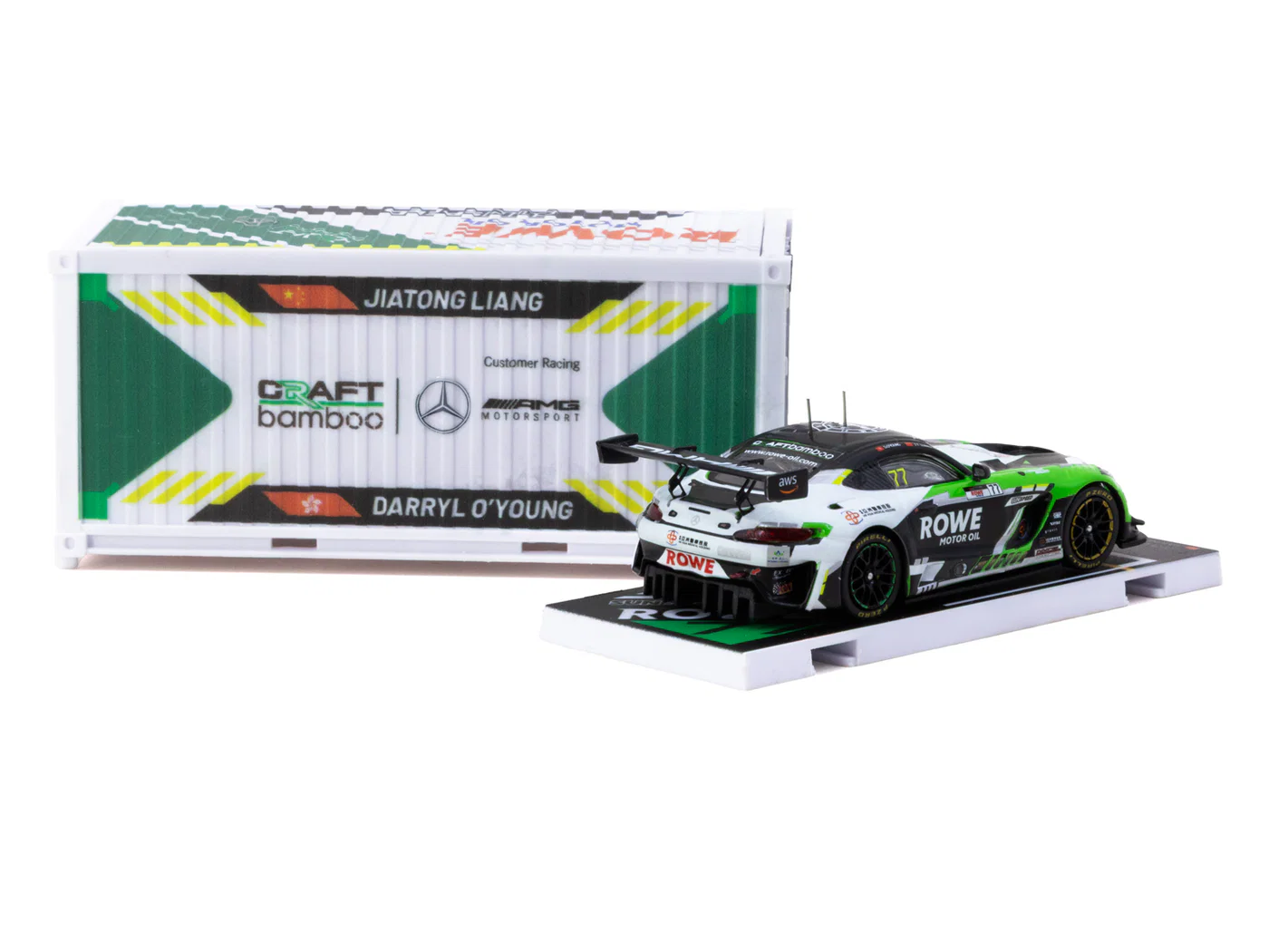Tarmac Works 1/64 Mercedes-AMG GT3 GT World Challenge Asia 2025 - Beijing Season Finale Craft-Bamboo Racing #77 with Container - Craft-Bamboo Racing Special Edition - HOBBY64 T64-062-25CHN77