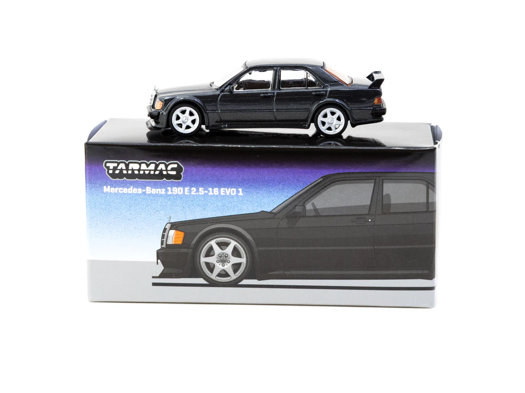 Tarmac Works 1/64 Mercedes-Benz 190 E 2.5-16 EVO 1 Blue-Black Metallic - GLOBAL64 T64G-057-BK