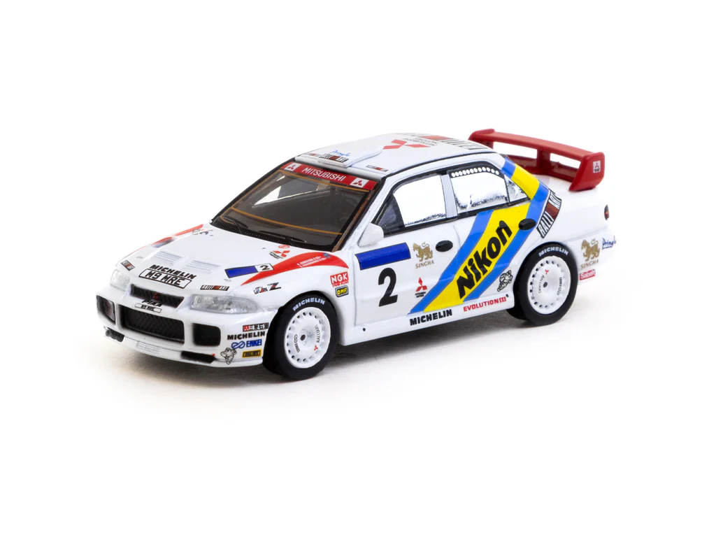 Tarmac Works 1/64 Mitsubishi Lancer Evolution III Hong Kong-Beijing Rally 1995 #2 Winner - GLOBAL64 T64G-050-95HKBR02