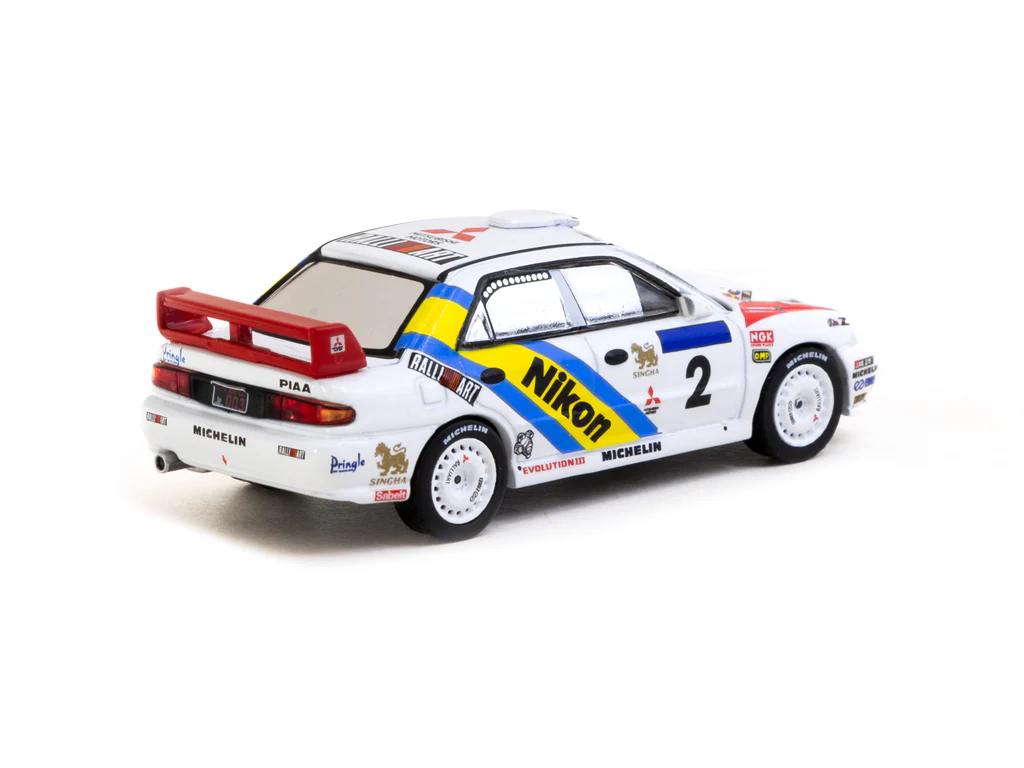 Tarmac Works 1/64 Mitsubishi Lancer Evolution III Hong Kong-Beijing Rally 1995 #2 Winner - GLOBAL64 T64G-050-95HKBR02