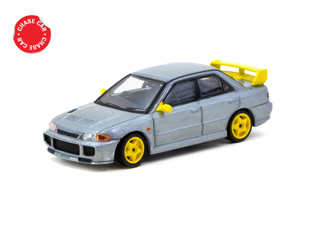 Tarmac Works 1/64 Mitsubishi Lancer GSR Evolution III Yellow with Tarmac Cards - GLOBAL64 T64G-050-YL