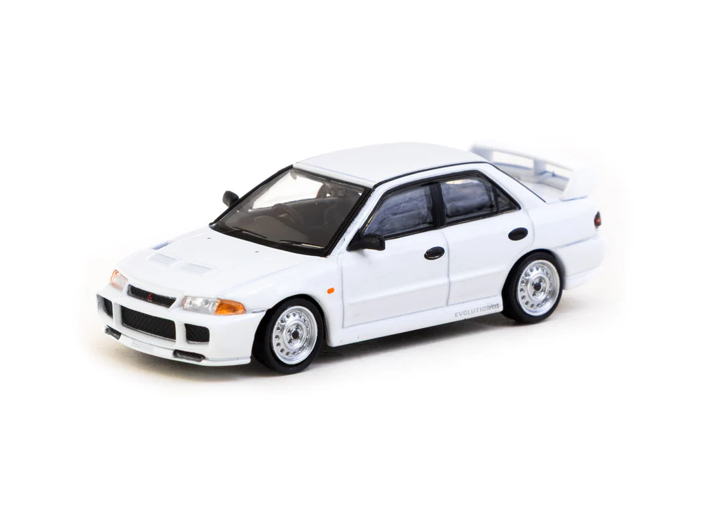 Tarmac Works 1/64 Mitsubishi Lancer RS Evolution III White - Lamley Special Edition - GLOBAL64 T64G-050-RS
