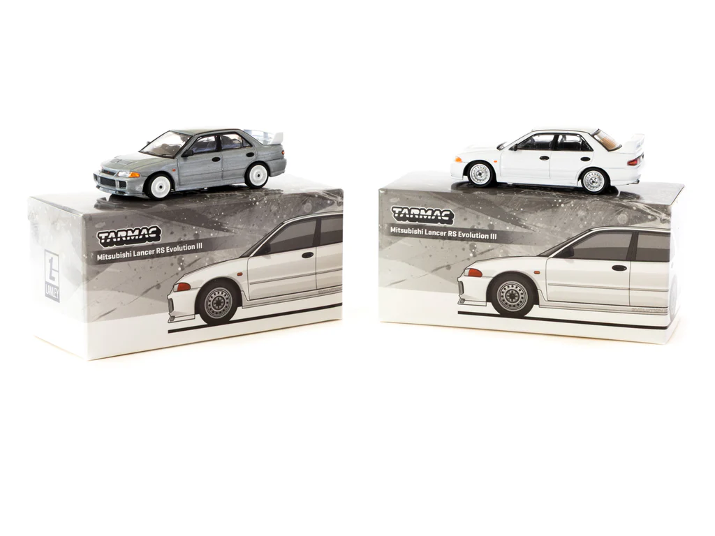 Tarmac Works 1/64 Mitsubishi Lancer RS Evolution III White - Lamley Special Edition - GLOBAL64 T64G-050-RS