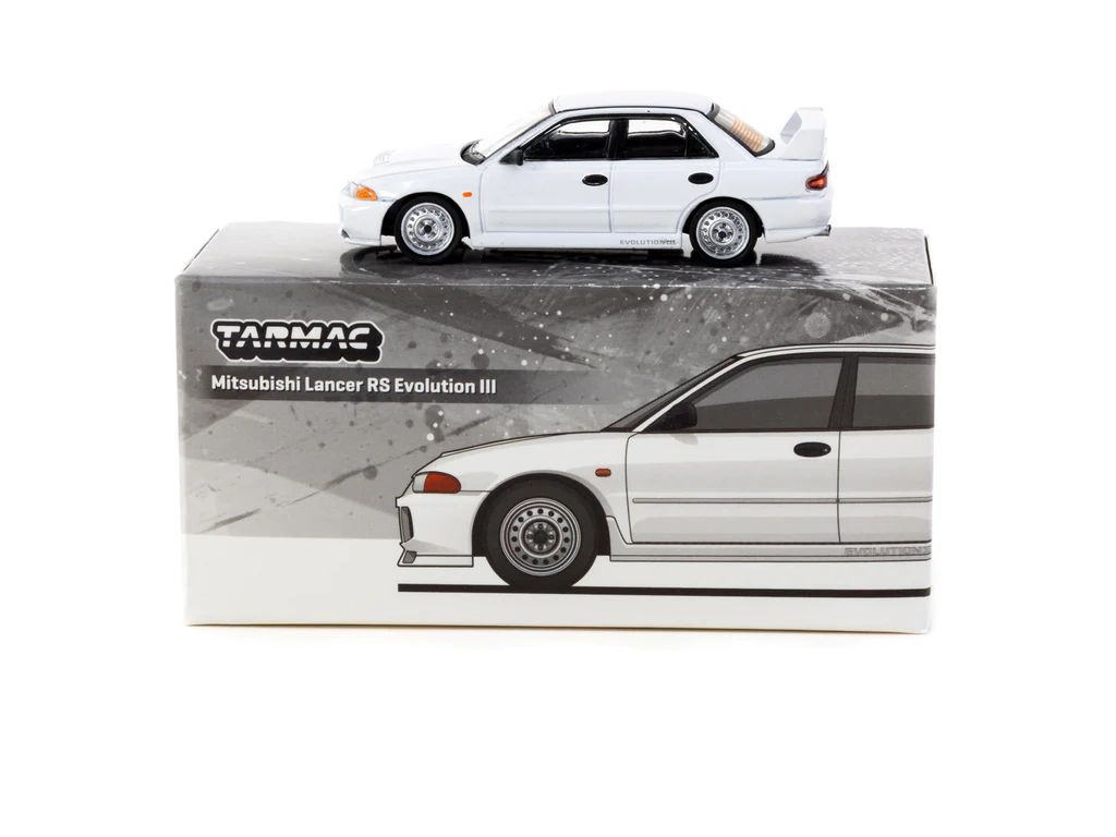 Tarmac Works 1/64 Mitsubishi Lancer RS Evolution III White - Lamley Special Edition - GLOBAL64 T64G-050-RS