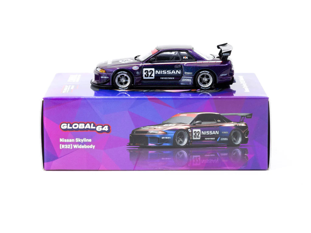 Tarmac Works 1/64 Nissan Skyline (R32) Widebody Midnight Purple - GLOBAL64 T64G-061-MP