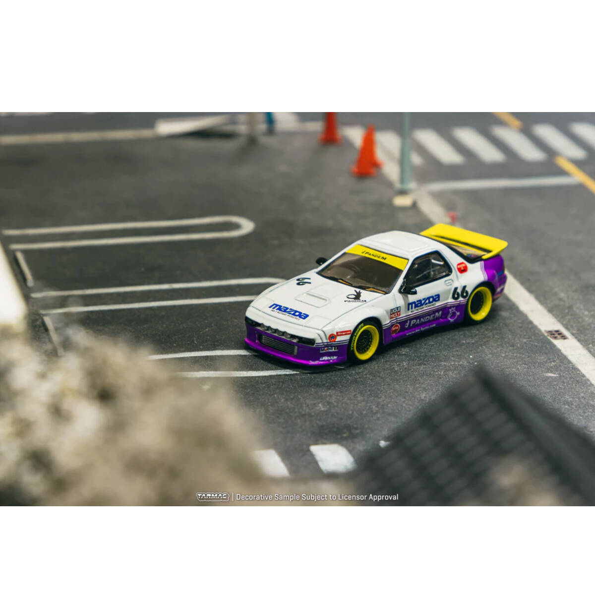 Tarmac Works 1/64 Pandem Mazda RX-7 FC3S White / purple - HOBBY64 T64-066-WP