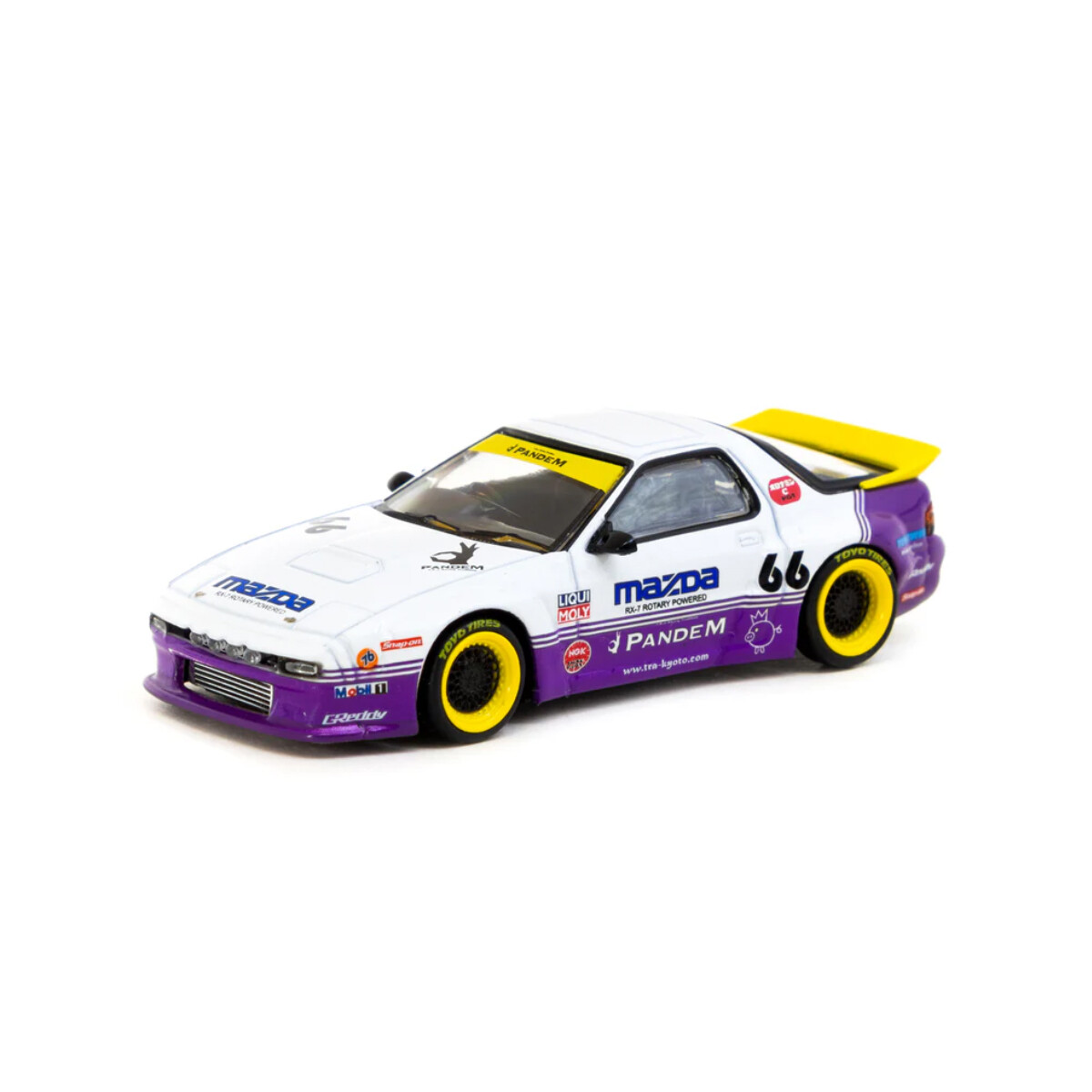 Tarmac Works 1/64 Pandem Mazda RX-7 FC3S White / purple - HOBBY64 T64-066-WP - Thumbnail