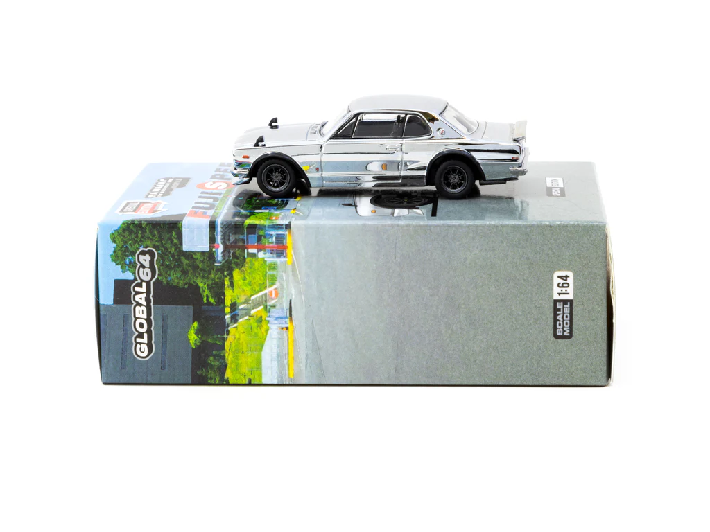 Tarmac Works 1/64 Skyline HT 2000GT-R Silver Chrome - Japan Special Edition - GLOBAL64 T64G-043-SC