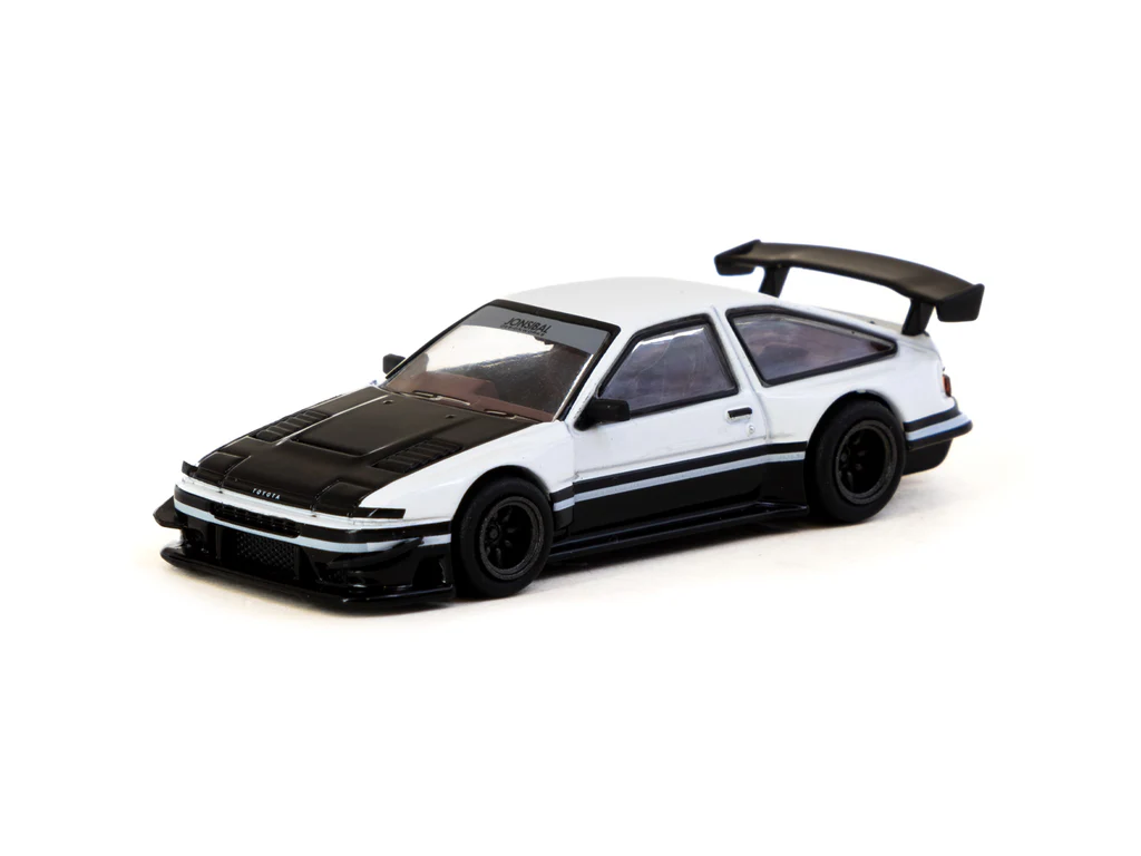 Tarmac Works 1/64 Toyota Sprinter Trueno AE86 Widebody White / Black with Tarmac Cards - GLOBAL64 T64G-060-WB