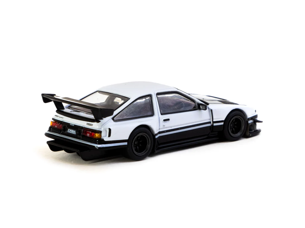 Tarmac Works 1/64 Toyota Sprinter Trueno AE86 Widebody White / Black with Tarmac Cards - GLOBAL64 T64G-060-WB
