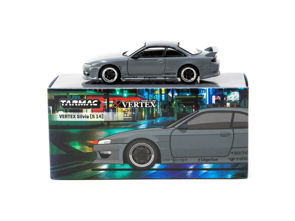 Tarmac Works 1/64 VERTEX Silvia (S 14) Grey - GLOBAL64 T64G-018-GY - Thumbnail