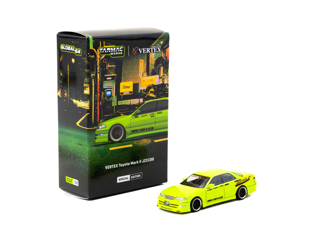 Tarmac Works 1/64 VERTEX Toyota Mark II JZX100 Light Green - Tokyo Auto Salon 2025 Special Edition - GLOBAL64 T64G-024-LG