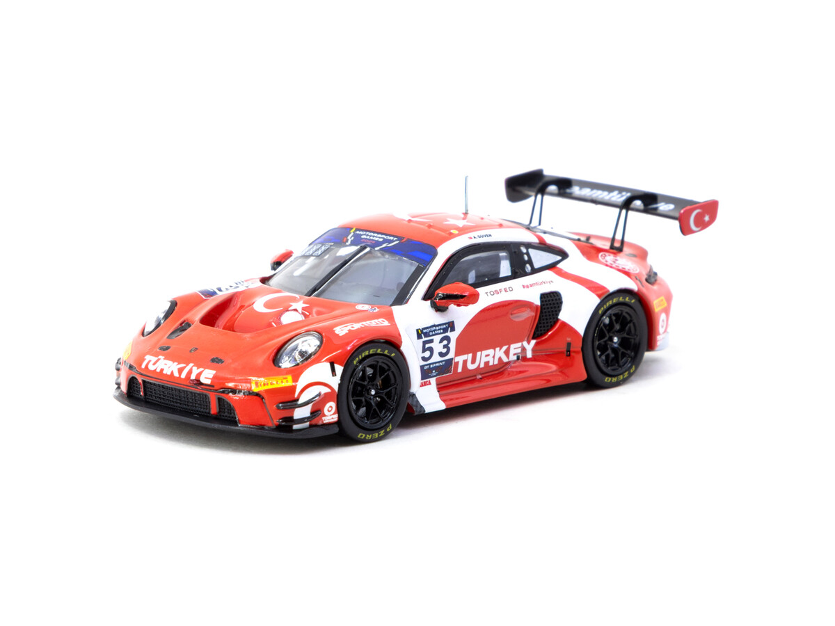 Tarmac Works X Diecast Turkey Porsche 911 GT3 R / FIA Motorsport Games GT Sprint 2024 Winner / Ayhancan Güven (Exclusive) - Thumbnail