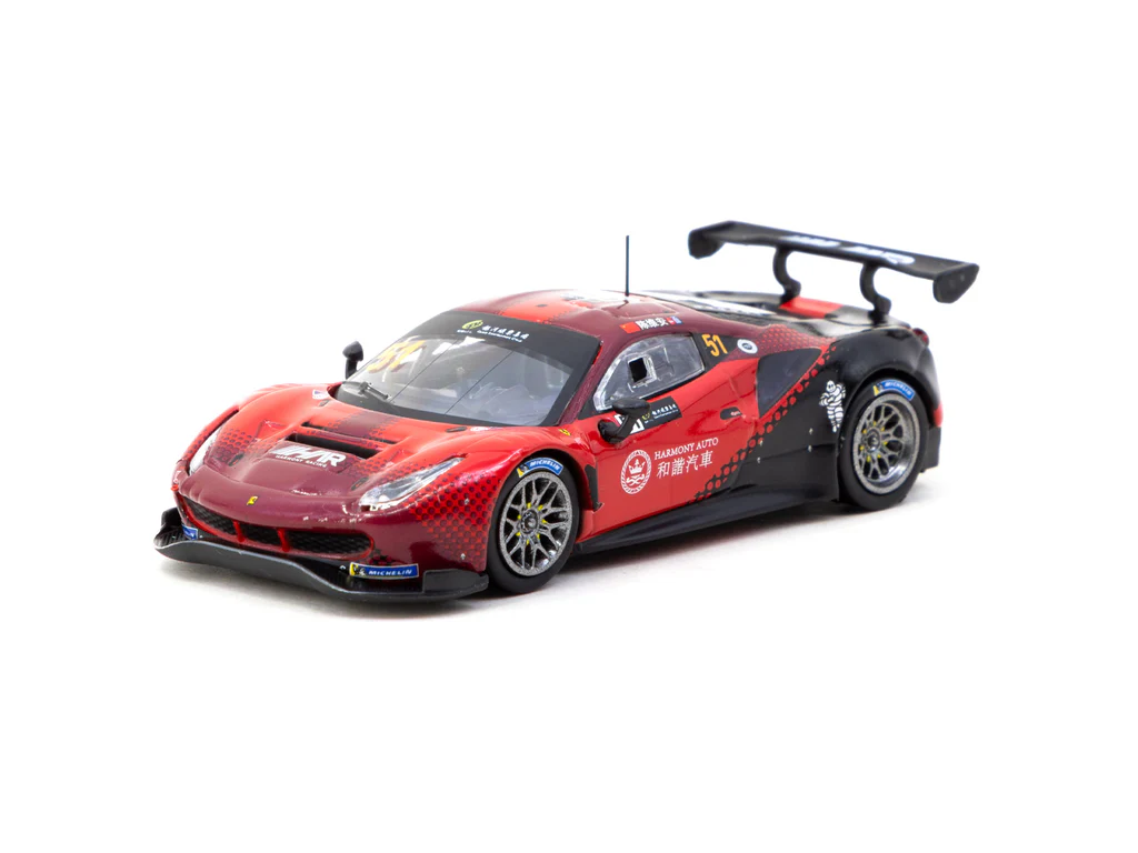 Tarmac Works - Tarmac Works X iXO Models 1/64 Ferrari 488 GT3 Macau GT Cup 2022 Harmony Racing #51 - HOBBY64 T64-072-22MGP51