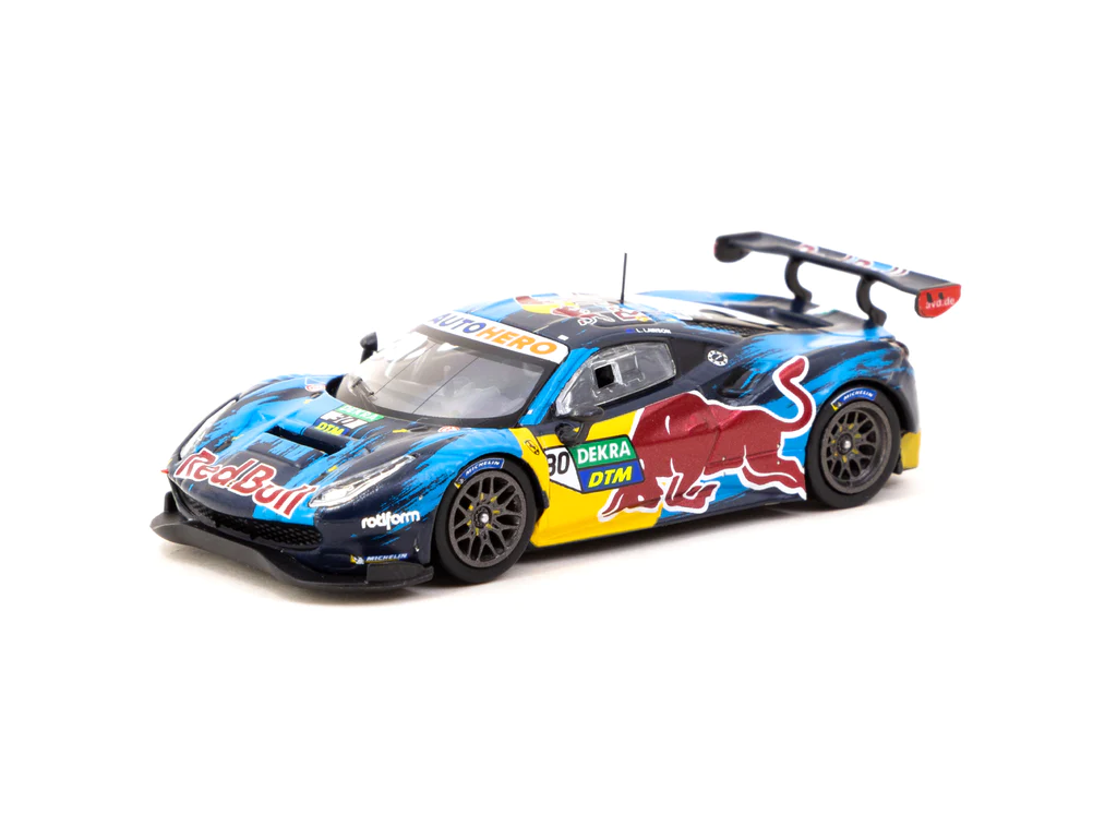 Tarmac Works X iXO Models 1/64 Ferrari 488 GT3 DTM 2021 Monza #30 Race 1 Winner - HOBBY64 - Thumbnail