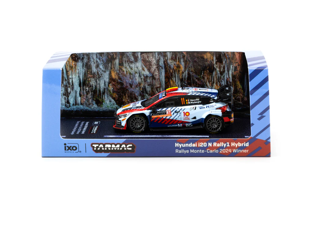 Tarmac Works X iXO Models 1/64 Hyundai i20 N Rally1 Hybrid Rallye Monte-Carlo 2024 Winner #11 - HOBBY64 T64-089-24MCR11