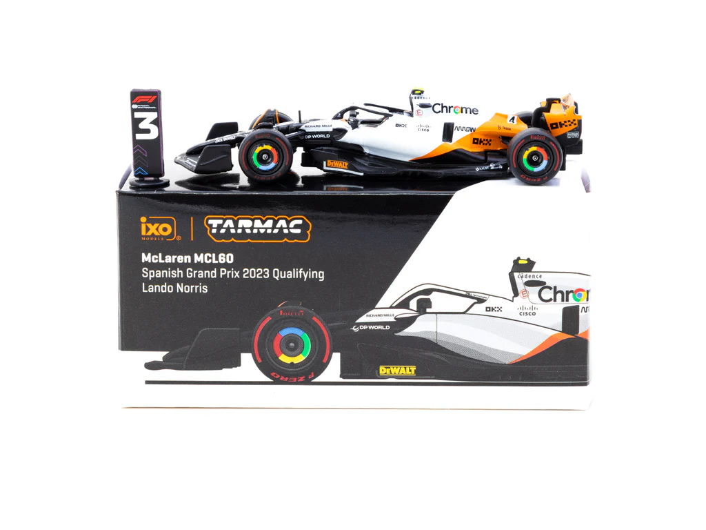 Tarmac Works X iXO Models 1/64 McLaren MCL60 Spanish Grand Prix 2023 Qualifying#4 Lando Norris - GLOBAL64 T64G-F070-LN1